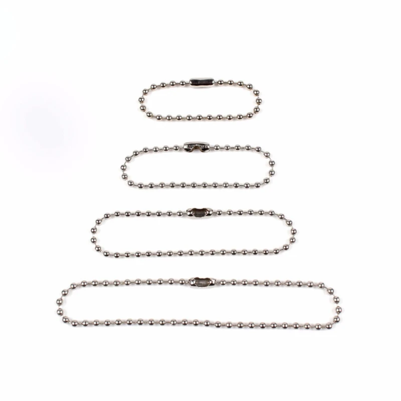 50pcs/lot 10/12/15/20CM 2.4mm Ball Bead Chains Fits KeyRing/Key Chain/Dolls/Label Hand Tag Connector DIY Jewelry