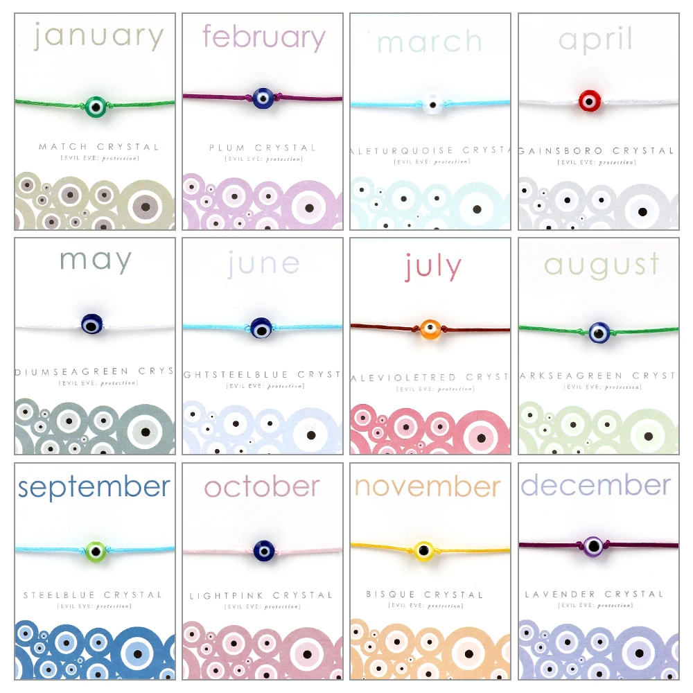 Lucky Eye 12 Months Evil Eye Bracelet Wish Card Bracelet Colorful Bead Bracelet For Women Girls Men CN268