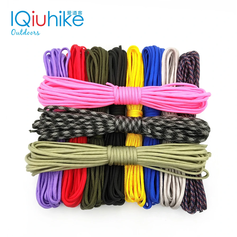 550 Paracord Parachute Cord Lanyard Tent Rope Guyline Mil Spec Type III 7 Strand 50FT 100FT For Hiking Camping 208 Colors