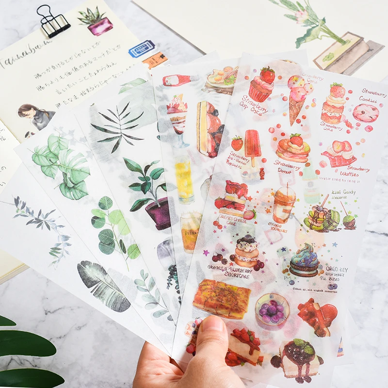 3pcs Girls Cartoon Flowers Leaves Sticker DIY Diary Decor Stickers Scrapbook Sticker Kawaii Stationery Journal Supplies