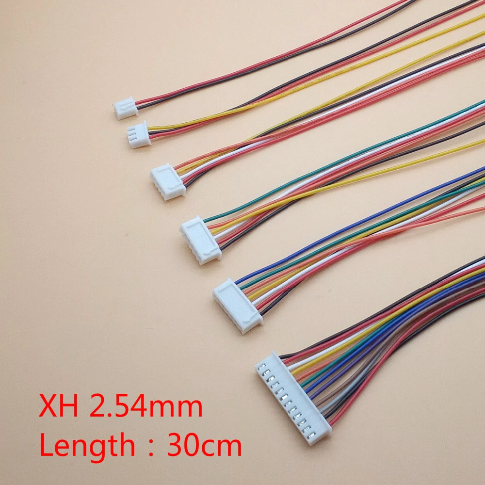 10pcs/lot JST XH 2.54 2/3/4/5/6/7/8/9/10 Pin Pitch 2.54mm Connector Plug Wire Cable 30cm Length 26AWG