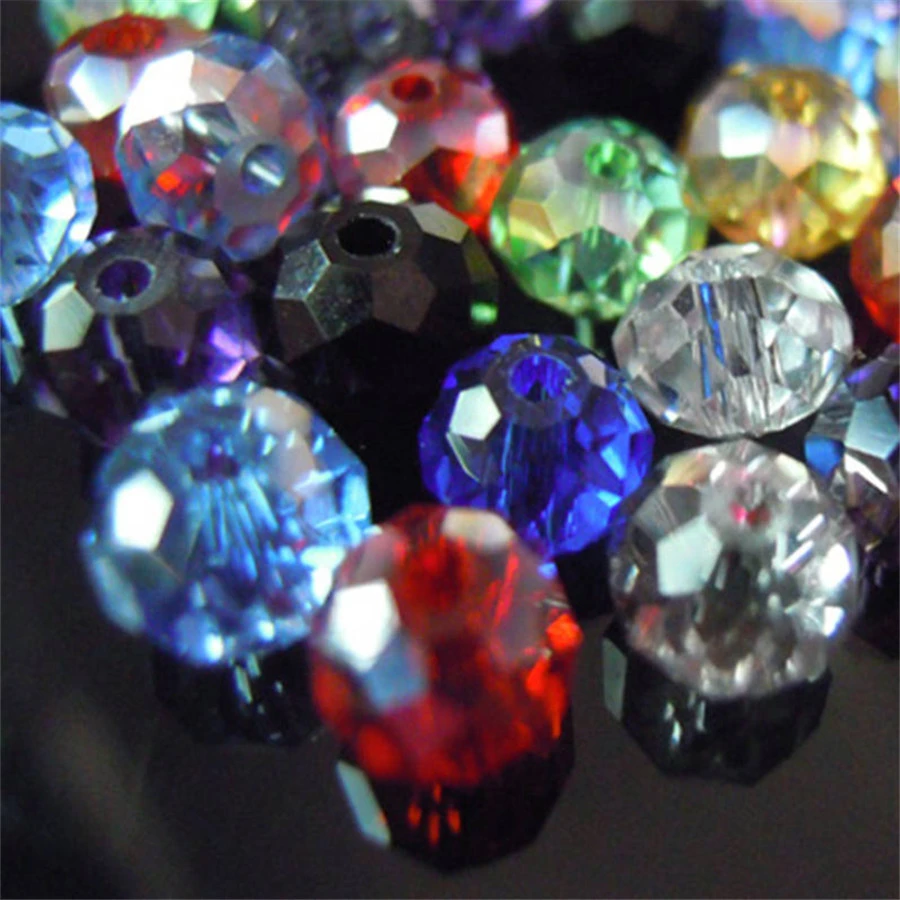 Isywaka 2mm,3*4mm,4*6mm,6*8mm,8*10mm,10*12mm Austria faceted Crystal Glass Beads Loose Spacer Round Beads for Jewelry Making