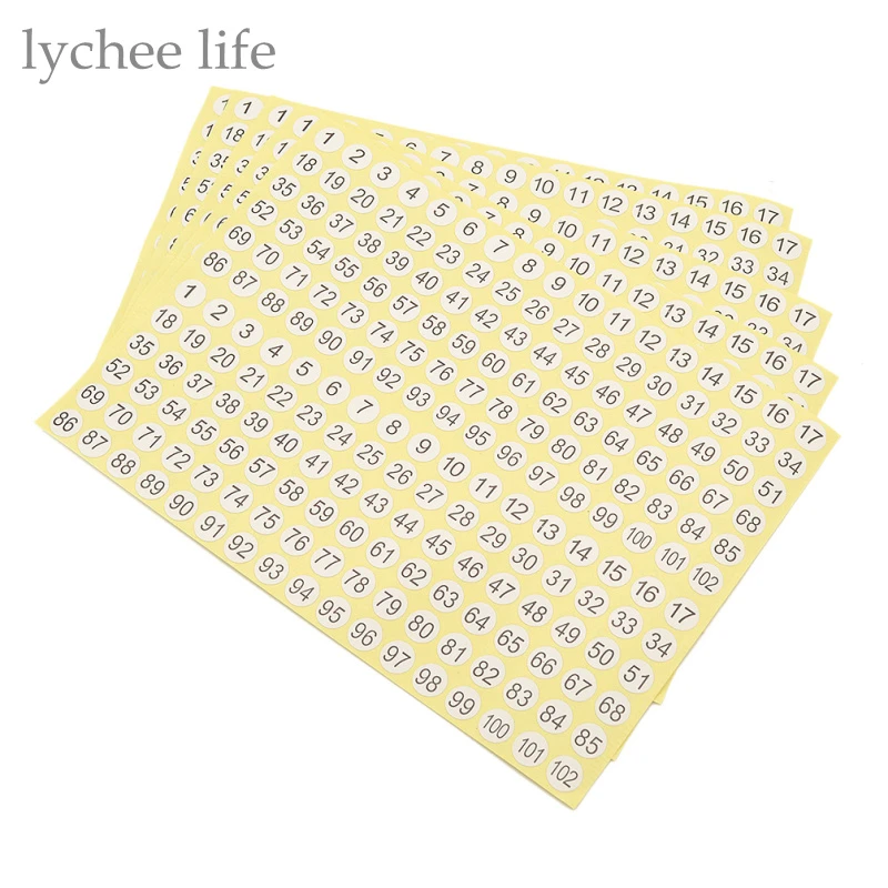Lychee Life 5 Sheets Number Stickers Scrapbooking Stationary Office Supplies DIY Paper Handmade Craft 1-102