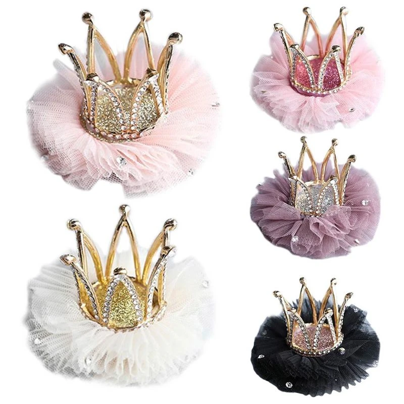 Children Kidds Girl Princess Rhinestone Crystal Lace Crown Hairpin Clip New Style Gift Decoration Accessory