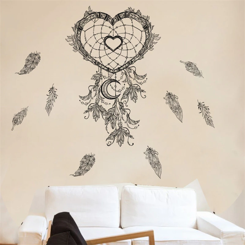 Dream Catcher Feathers Wall Stickers For Living Room Office Bedroom Decoration Indian Style Mural Art Diy Wall Decal Home Decor