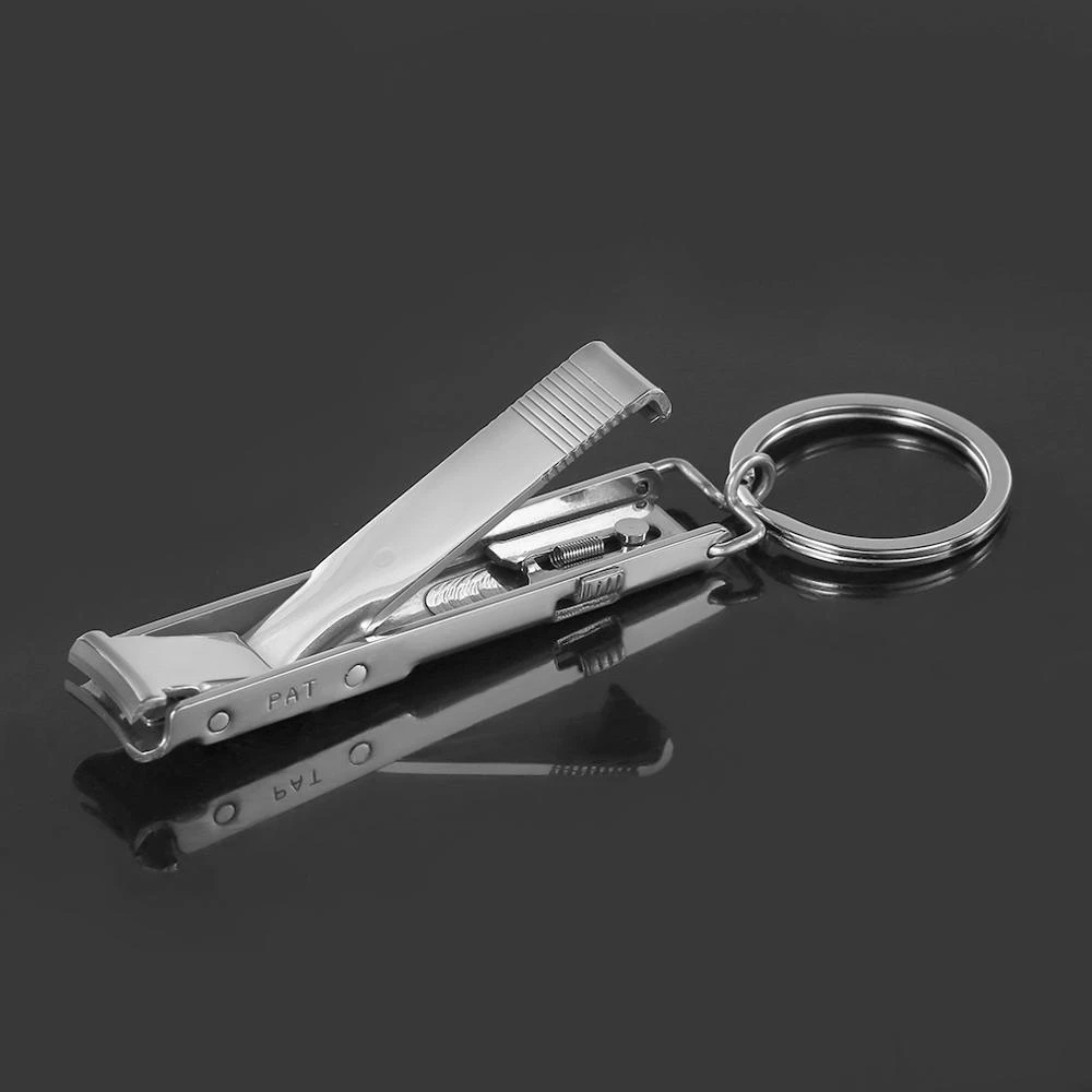 Stainless Steel Ultra-thin Foldable Hand Toe Nail Clippers Cutter With Keychain Cutter Trimmer Silver Nail Tool Kit Key Ring