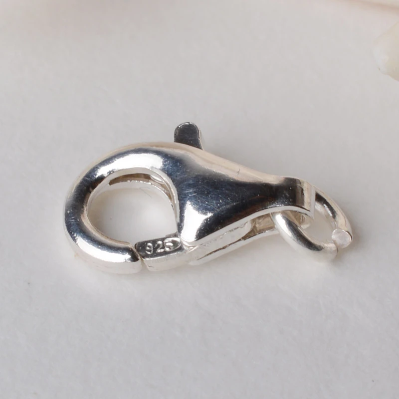 Solid 925 Sterling Silver Lobster Claw Clasp, snap clasp with 1 Open Jump Ring 8-16mm