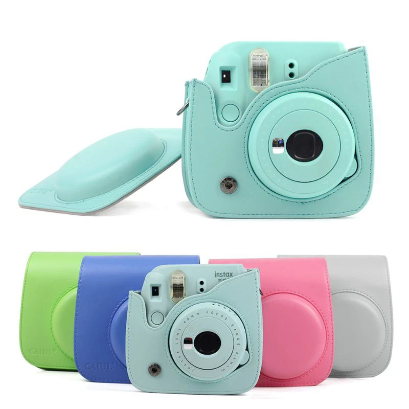 Portable 5 Colors PU Leather Film Camera Bag Pouch Cases with Shoulder Strap For Fujifilm Polaroid Mini 8/8+/9 Instax