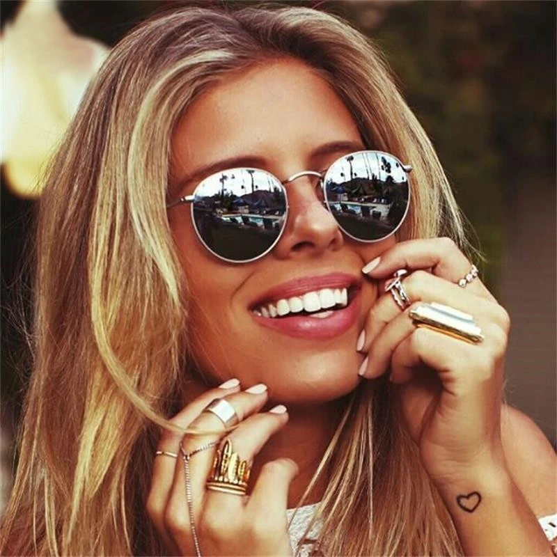 2021 Luxury Mirror Sunglasses Women/Men Brand Designer Lady Classic Round Sun Glasses UV400 Outdoor Oculos De Sol Gafas