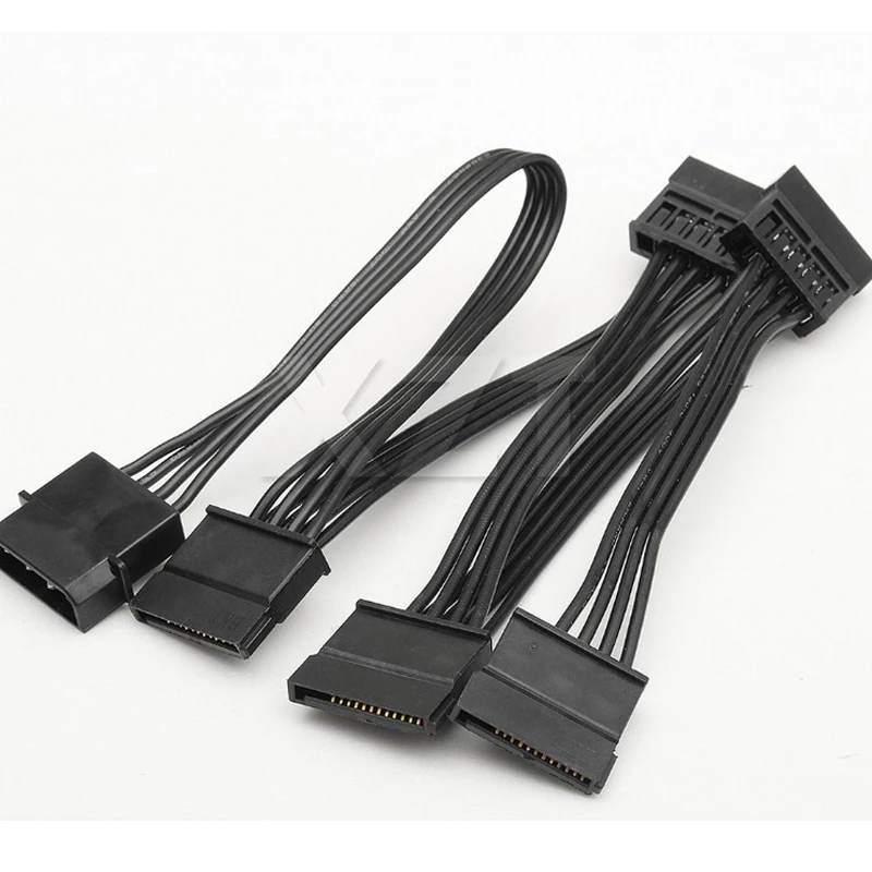 PZ 1PCS 4Pin 18AWG Wire For Hard Drive IDE Molex to 5-Port 15Pin SATA Power Cable Cord Lead  HDD SSD PC Server DIY HOT