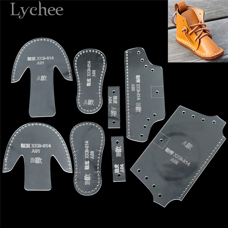 Lychee Life Mini Shoe Design Acrylic Sewing Pattern Boot Hanging Pendent Template DIY Leathercrafts Template