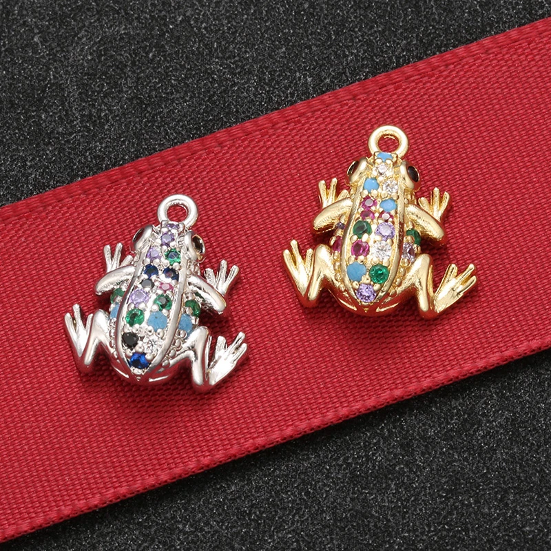 ZHUKOU 13.5x15mm exquisite crystal brass frog pendant for DIY women bracelet necklace jewelry Accessories model:VD510