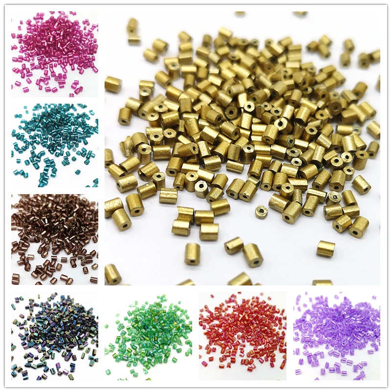 800pcs 2*2.5mm Seed Beads Czech Cylindrical Glass Tube Bugle Beads For Necklace Bracelets Loose Beads DIY Jewelry Making #MZ