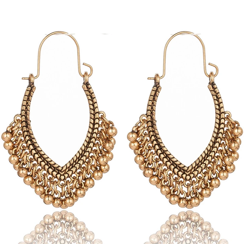 Ethnic geometric golden silver color indian earrings jewelry vintage dangle statement earrings for women bohemian earings gifts