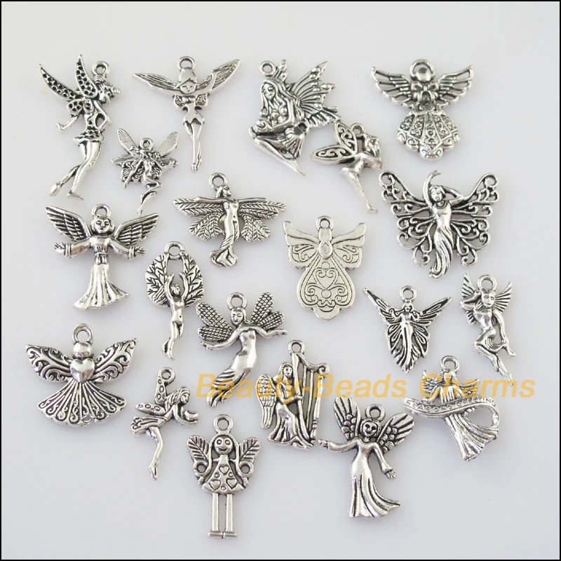 20Pcs Antiqued Silver Color DIY/ Lovely Angel Mixed Charms Pendants