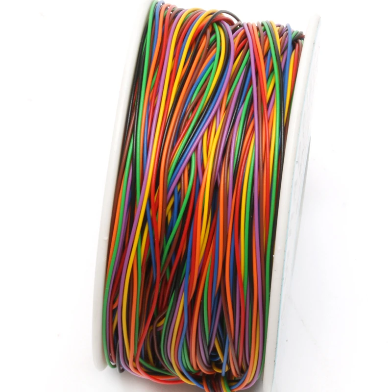 One Roll 8 Colors 30AWG Wire Wrapping Wire, Tinned Copper Solid, PVC insulation