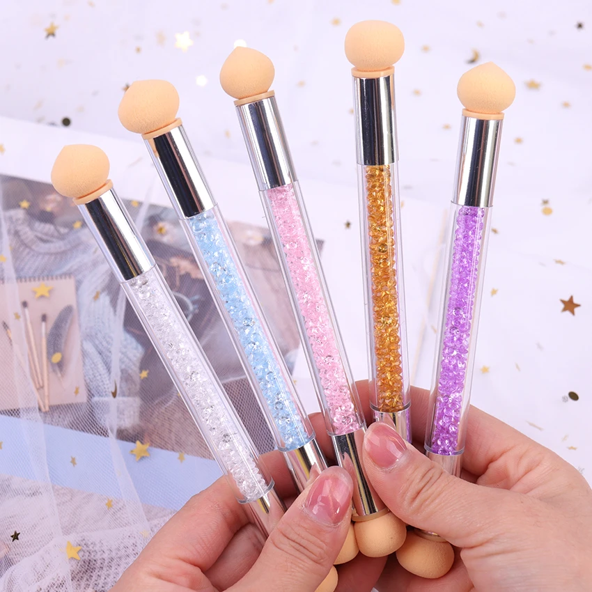 Sponge Heads Sharp Round Color Paint Pen Gradient Nail Tool Double-Headed Sponge Smudged Nail Pen Manicure Tools