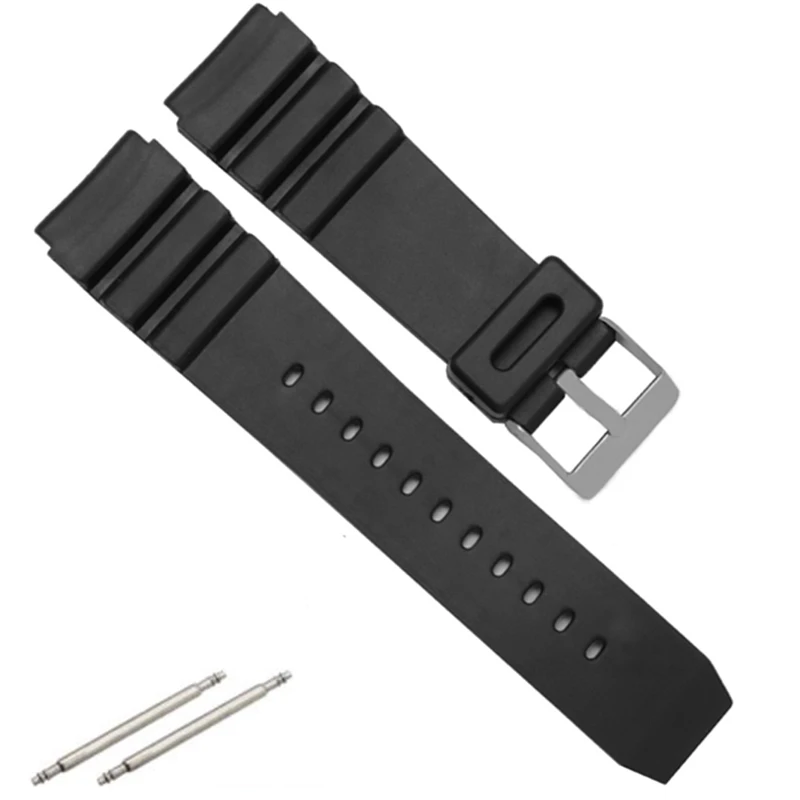 1pcs Watchband Silicone Rubber Band Men Sports Diving Black Strap For CASIO Replace Electronic Wristwatch Belt Watch Accessories