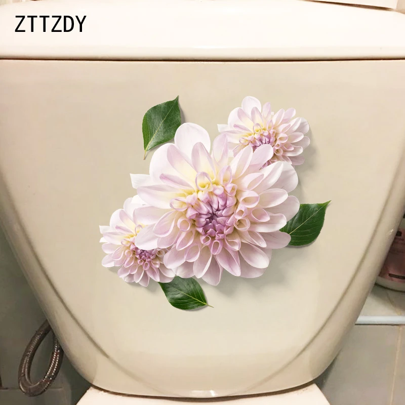 ZTTZDY 22.1*20.5CM Beautiful Flowers Fashion Toilet Seat Sticker Home Bedroom Wall Decal Decor T2-0244