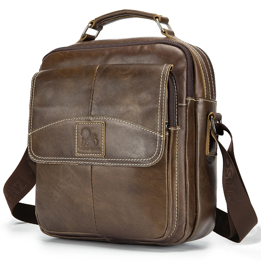 Brand Genuine Leather Men Shoulder Bag Vintage Crossbody Bag For Men Cowhide Messenger Bag Male Business Handbag Top-handle Tote