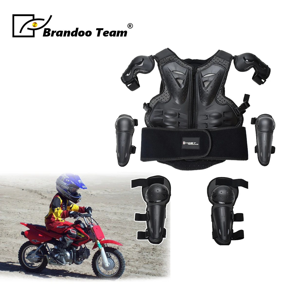 Children Full Body Protector Vest Armor Kids Motocross Armor Jacket Chest Spine Protection Gear elbow shoulder Knee guard