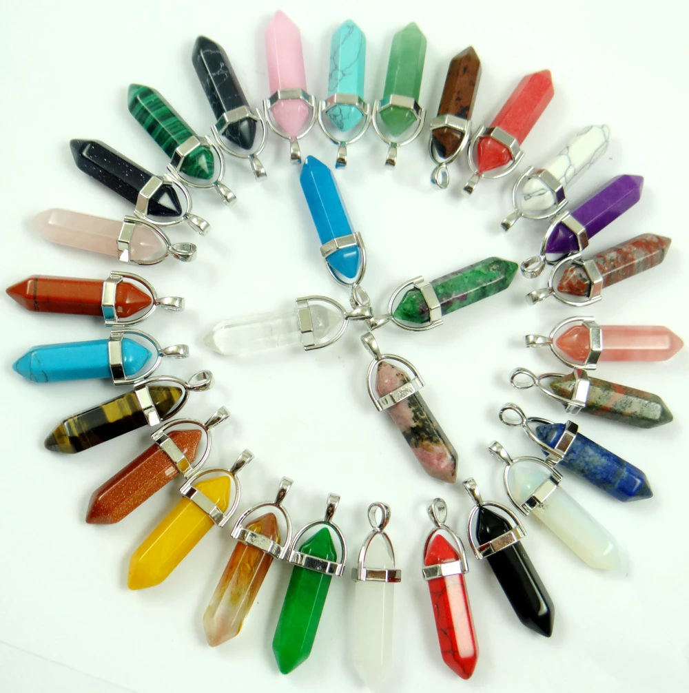 Natural stone Turquoises Quartz Crystal tiger eye lapis pendants for diy Jewelry making Necklaces Accessories 10pcs