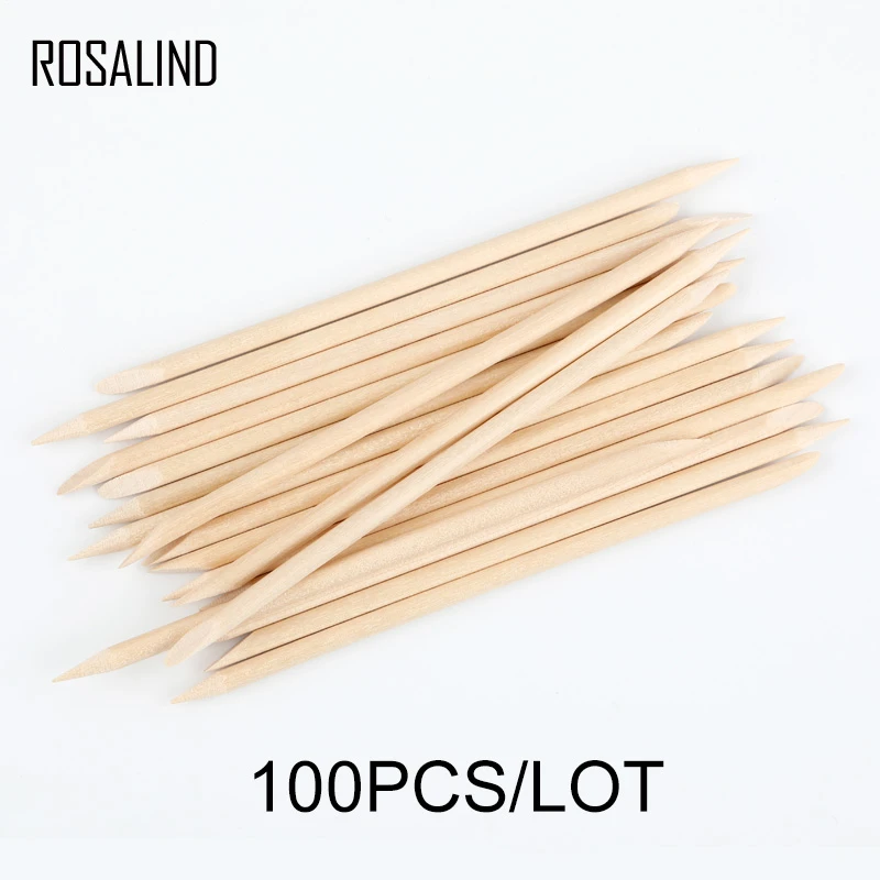ROSALIND Nails Orange Sticks Wood Cuticle Pusher Nail Art Remover Set 100/50/20/10pcs For Manicure Pusher for Nails