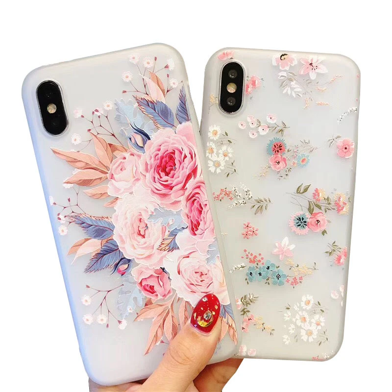 3D Relief Flower Case For Xiaomi Mi A1 A2 Mi8 lite Redmi 5 Plus 6 6A 7 7A 8 8A Note 5 6 7 8 9 GO S2 K20 Pro Soft Silicone Case