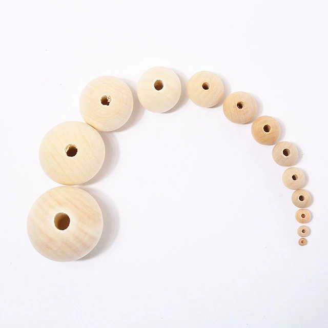 1pack 6mm-40mm Natural Ball Round Spacer Wooden Beads Eco-Friendly DIY Wood Bead Lead-Free Wooden Balls Perle En Bois