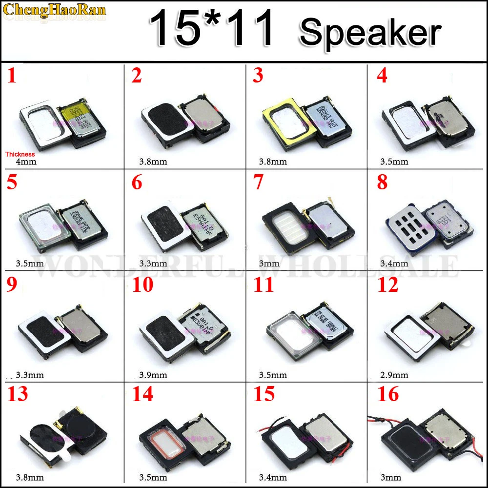 ChengHaoRan 15x11 15x11x3 LoudSpeaker Buzzer Ringer Chinese Phone Square speakers Universal for Samsung/Huawei/Mi Xiaomi Redmi