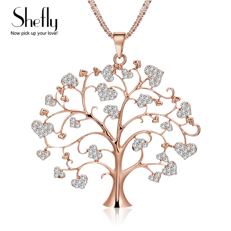 Heart Tree of Life Pendant Long Necklaces for Women Female Europe Luxury Sweater Chain Necklace  Jewelry Accessories Gift 2021