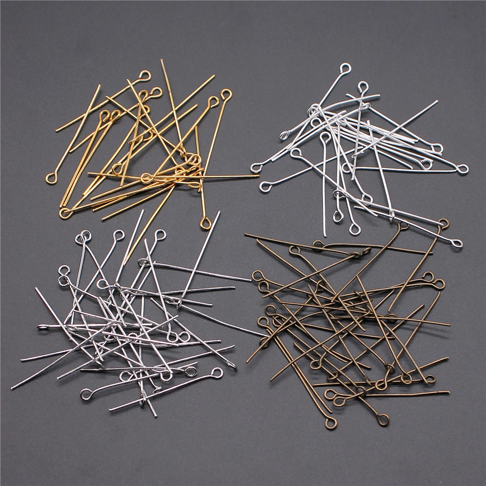 WYSIWYG 200pcs Eye Head Pins 18~35mm Eye Pins Bead Pins Jewelry Findings & Components For DIY Jewelry Making