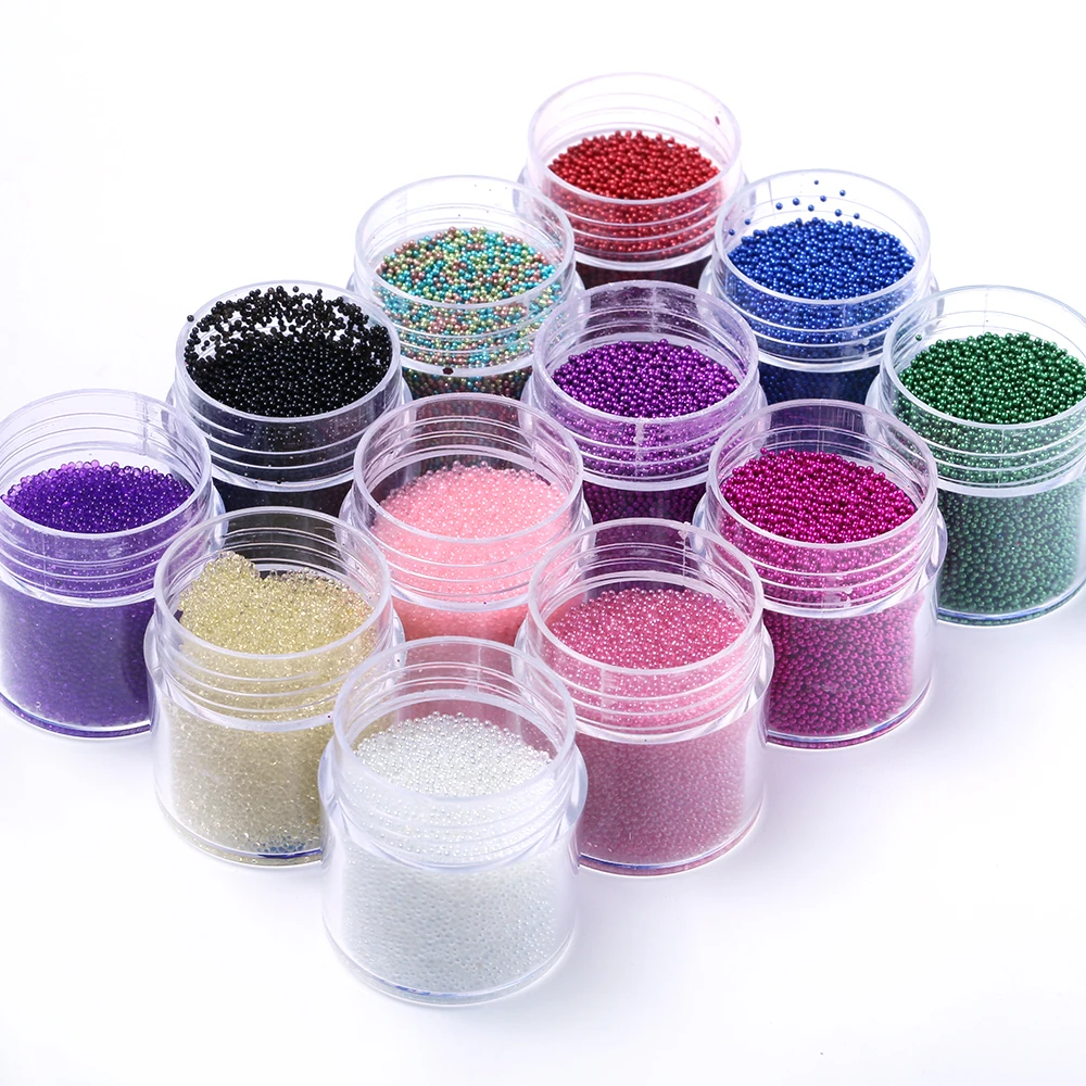 1 Box Nail art mini caviar beads Rhinestone for Nails Colorful pixie microbeads decoration Crystal for nail 0.6-0.8-1.0mm