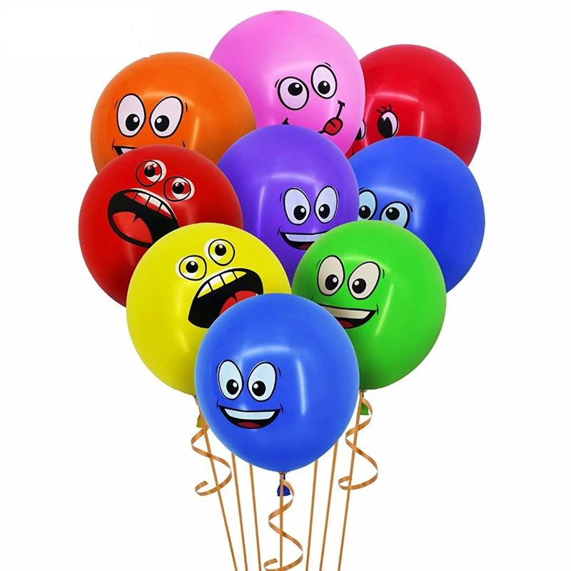 10pcs/lot 12inch Cute Printed Big Eyes Smiley Latex Balloons Happy Birthday Party Decoration Inflatable Air Ballons Kids Gifts
