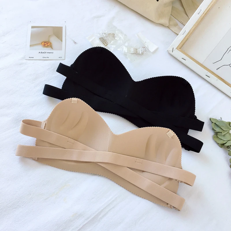SP&CITY Summer Strapless Women Bras Back Bandage Design Sexy Chest Tops Wire Free Soft Breathable Brassiere Solid Invisible Bra