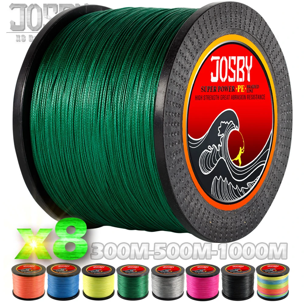 JOSBY 300M 500M 1000M  8 Strands 10-78LB New PE Braided Fishing Wire Multifilament Super Strong Fishing Line Japan Multicolour