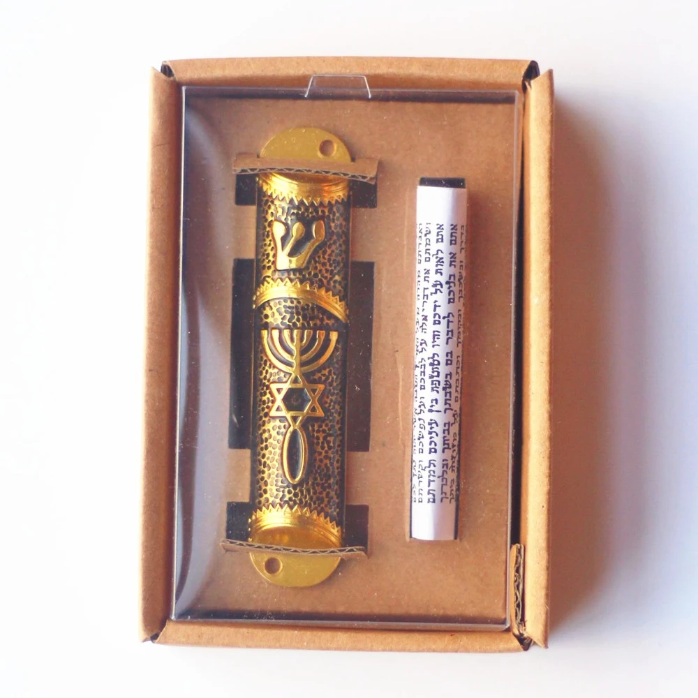 Religion Jewish Mezuzah Case Hand made Mezuza With  Torah parchment scroll Mezuzah