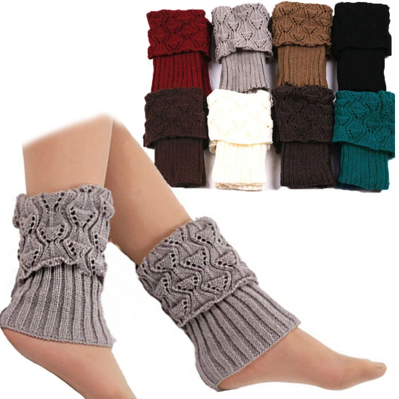 1 Pair Women Crochet Boot Cuffs Knit Toppers Boot Socks Winter Leg Warmers Calcetines Mujer