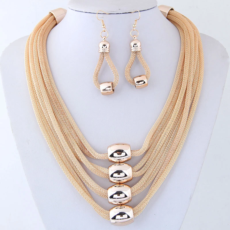 LZHLQ Women Metal Choker Necklaces Trendy Multilayer Twist Torques String Geometric Clavicle Chain Punk Jewelry Statement