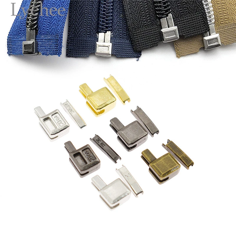 Lychee Life 10 Sets 3# Metal Repair Zipper Stopper Open End Zipper Stopper DIY Sewing Zipper Accessories for Clothes