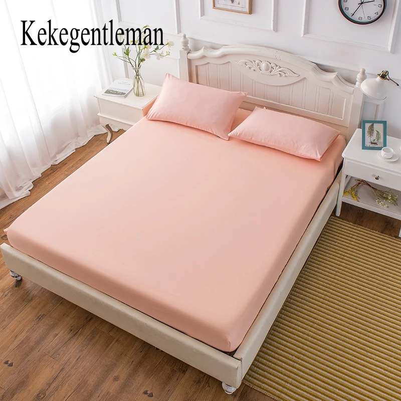 Fitted Sheet Mattress Cover with All-around Elastic Rubber Band Bed Sheet Bed Linens Solid Color