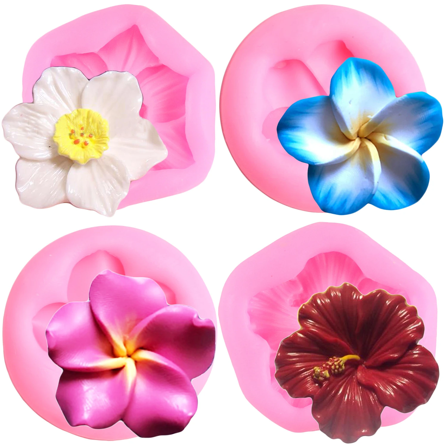 Plumeria Flower Silicone Molds Rose Cupcake Topper Fondant Mold DIY Wedding Cake Decorating Tools Candy Chocolate Gumpaste Mould