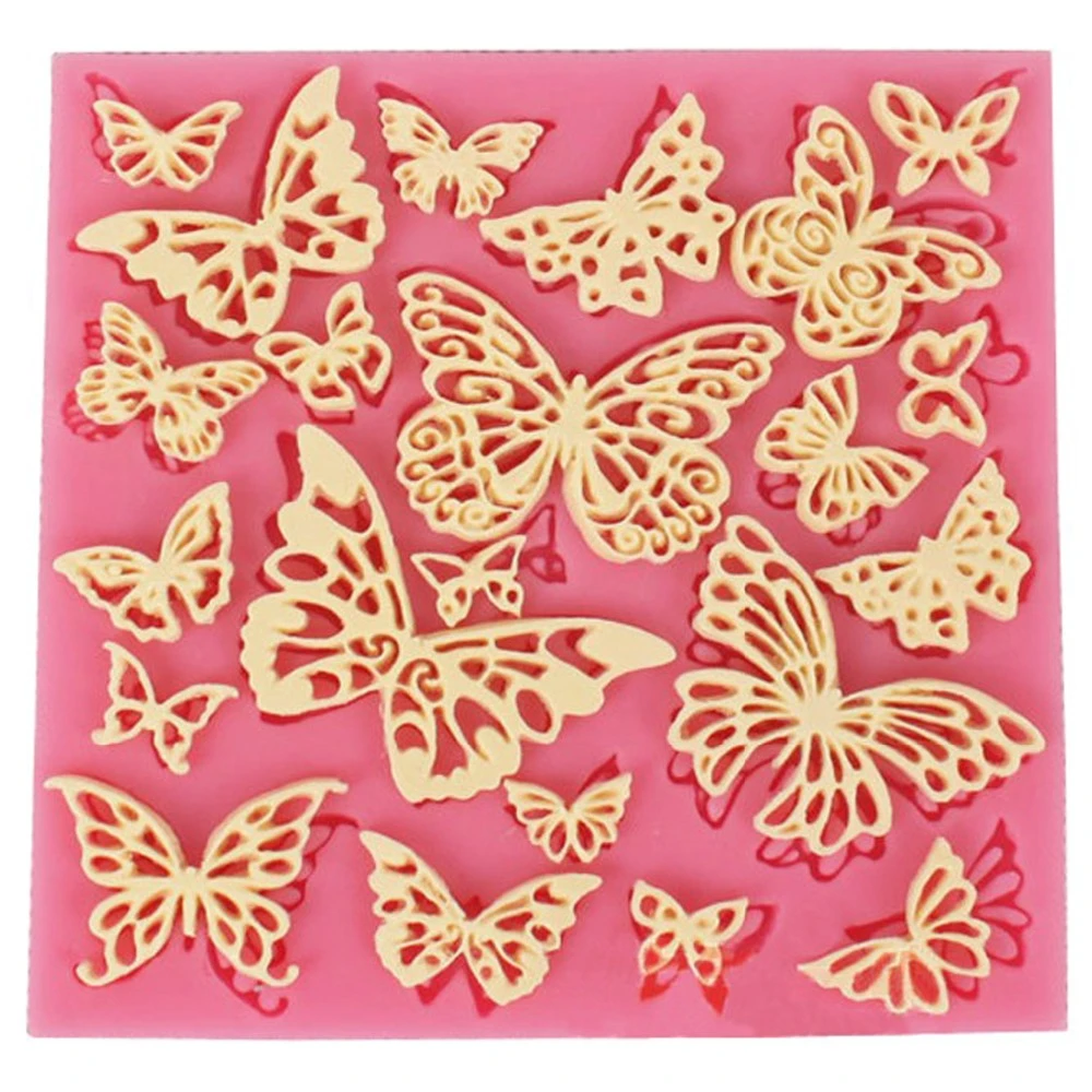 DIY Flower Butterfly Silicone Lace Mat Cupcake Fondant Molds Gumpaste Chocolate Moulds Sugarcraft Cake Decorating Tools CT684