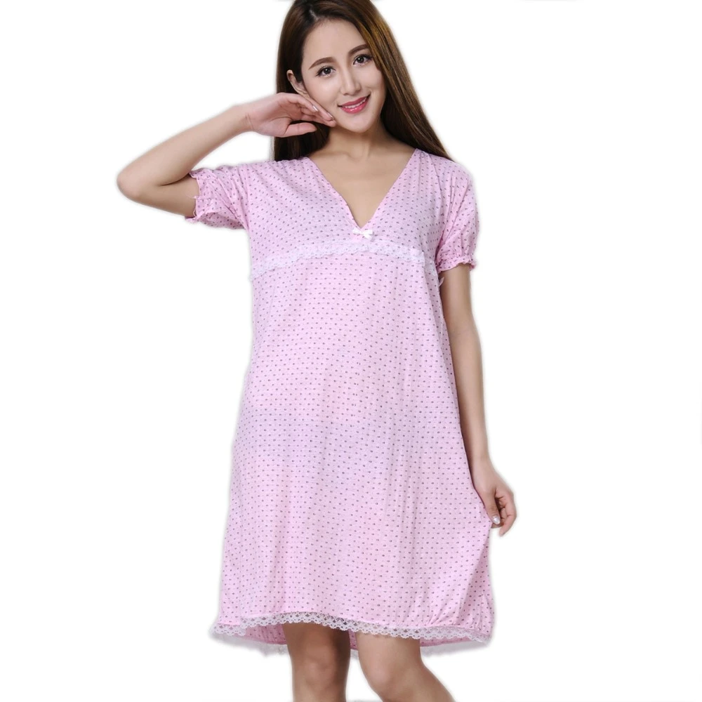 Women Nightgowns 100% Cotton 2022 New Summer and Autumn Female Sleepshirt Thin Nightdress Cheap Lounge Blue Yellow Pink