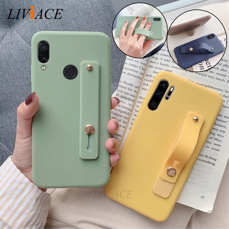 Wrist Strap Hand Band silicone case for huawei p30 p20 lite pro p8 p9 p10 p smart plus 2021 2018 2019 holder stand soft cover