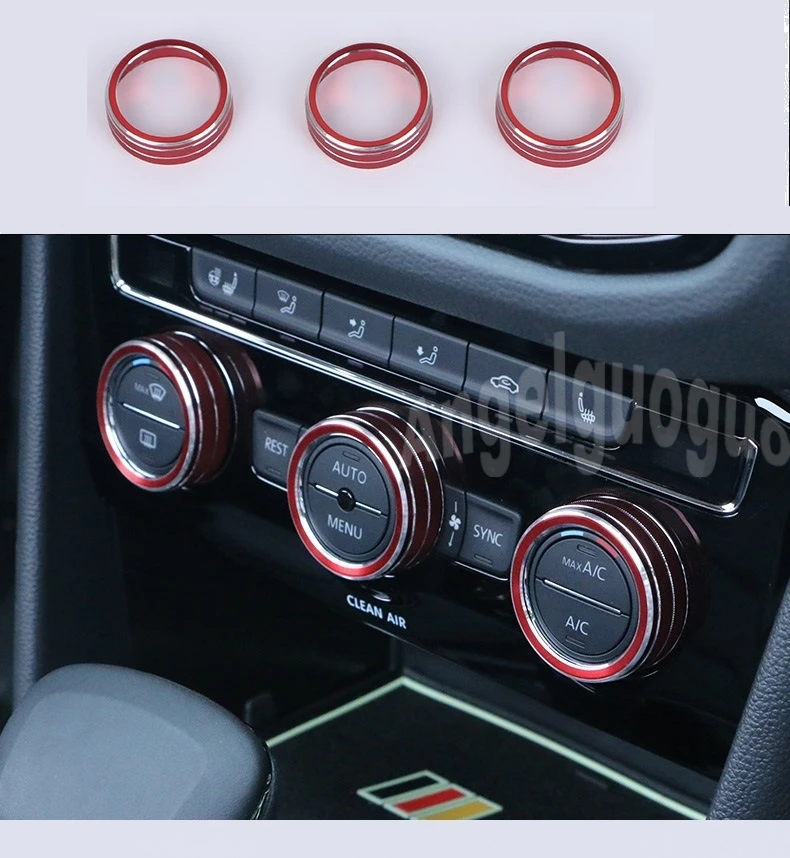 3 pcs Aluminum alloy Air conditioning knob cover decorate Fit for Volkswagen VW Tiguan Golf MK7 Passat B8 T-ROC Beetle Atlas