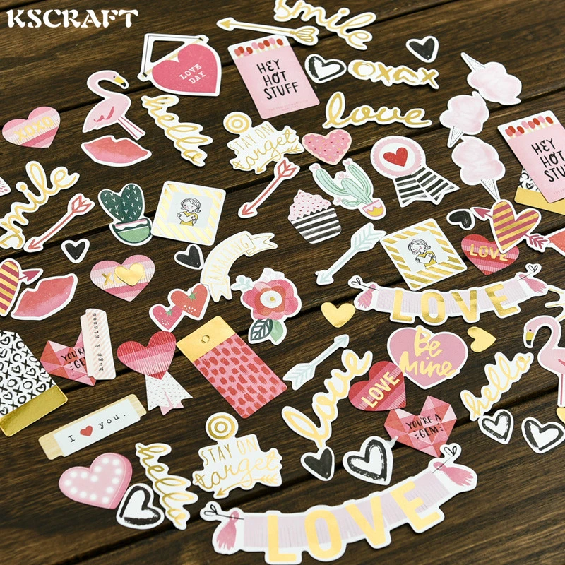 70pcs My Sweet Love Foil Gold Paper Die Cut Stickers for DIY Scrapbooking/photo album Decoration Card Making Crafts