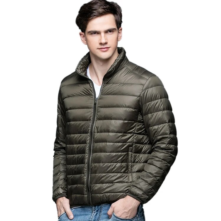 New Autumn Winter Man Duck Down Jacket Ultra Light Thin Plus Size Spring Jackets Men Stand Collar Outerwear Coat