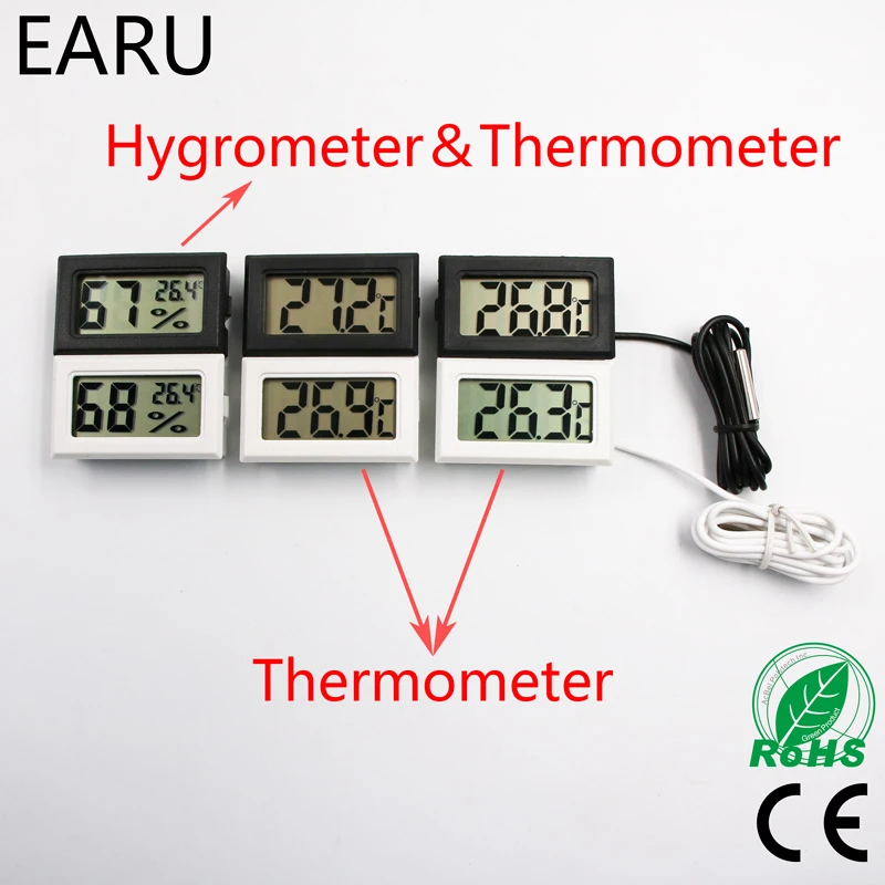 DIY Digital LCD Car Thermometer Probe 1M -50~110 Celsius Humidity Temperature Tester Instruments Hygrometer Pyrometer Thermostat