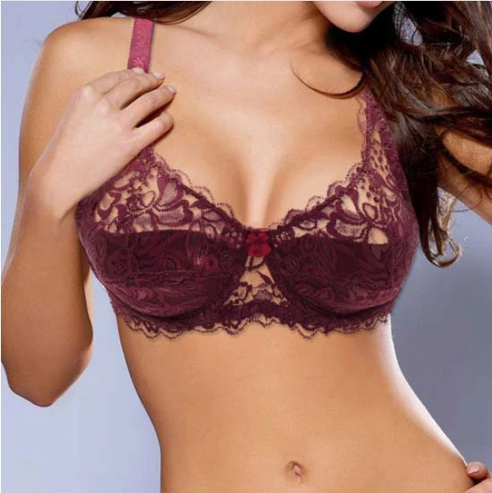 Sexy Lace Bra Plus size A B C D Cup Underwire Gather Adjustment Plunge Lingerie Bras For Women Embroidery Underwear BH Top C3306